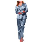 Seksi iç çamaşırı kadın setleri gece kıyafeti pijama saten çekici gecelik kadınlar için uzun pijama bornoz gece elbisesi kadın iç çamaşırı, Lacivert, L