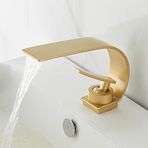 Şelale Lavabo Banyo Bataryası Pirinç Altın Renk Musluk