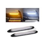 Selamlamalı Güçlü Işık Açılış Animasyonlu 12V Su Geçirmez Kayar Sinyalli Araba Gündüz Farı Drl Led Lamba Beyaz - Sarı 2 Adet 34.5 CM