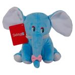 Selay 1286 20x17 cm Oturan Fil Mavi Peluş Oyuncak
