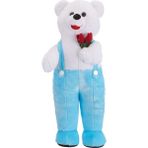 Selay Çiçekli 80 cm Mavi Tulumlu Ayıcık