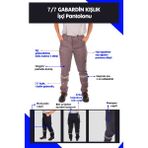 Selçuklu Plus 7/7 Gabardin Kışlık İşçi Pantolonu Tek Reflektörlü Kalın İş Pantolonu - Gri - 5XL