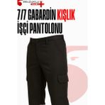Selçuklu Plus 7/7 Gabardin Kışlık Işçi Pantolonu Tek Reflektörlü Kalın Iş Pantolonu - Siyah - 46