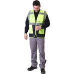 Selçuklu Plus Ikaz Yeleği Mühendis Tipi Cepli Fosforlu Reflektörlü Sarı - Lacivert - 2XL