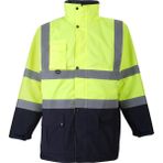 Selçuklu Plus Oxford Reflektörlü 5+1 Parka Mont Yüksek Görünürlüklü Mont İş Kabanı - Sarı - Lacivert - 5XL