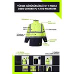 Selçuklu Plus Oxford Reflektörlü 5+1 Parka Mont Yüksek Görünürlüklü Mont İş Kabanı - Sarı - Lacivert