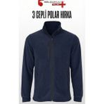 Selçuklu Plus Tam Fermuarlı 3 Cepli Polar Hırka – Koyu Gri, Uzun Kollu, Yumuşak Polar Kumaş, İş Elbisesi ve Soğuk Hava için Rahat Erkek Üst Giyim - 3XL - Lacivert