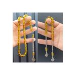 Selderesi Çay Fosilli Damla Kehribar Benzetmesi Toz Kehribar Tesbih+Zaza Seti