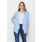Select Moda Kadın Açık Mavi Asimetrik Kesim Ince Ceket