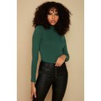Select Moda Kadın Balıkçı Yaka Fitilli Örme Bluz - XL - Yeşil