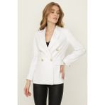 Select Moda Kadın Blazer Ceket Gold Düğmeli %85 Polyester %15 Elastane Modern Stil - Beyaz - 42