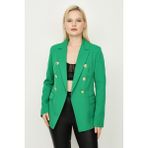 Select Moda Kadın Gold Düğme Kapamalı Astarlı Blazer Ceket - 44 - Yeşil