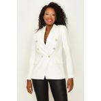 Select Moda Kadın Gold Düğmeli Blazer Ceket - Beyaz - 42