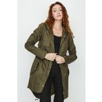 Select Moda Kadın Haki Haki Kapüşonlu Fermuarlı Cepli Parka