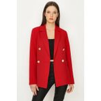 Select Moda Kadın Kırmızı Düğmeli Blazer Ceket %85 Polyester %15 Elastane Rahat ve Şık Tasarım - 34