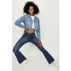 Select Moda Kadın Mavi Düğmeli Crop Denim Ceket