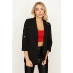 Select Moda Kadın Siyah Kolları Katlamalı Blazer Ceket