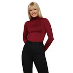 SelectModa Kadın Balıkçı Yaka Örme Bluz Bordo M