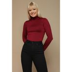 SelectModa Kadın Balıkçı Yaka Örme Bluz Bordo S