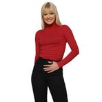 SelectModa Kadın Balıkçı Yaka Örme Bluz Kırmızı S