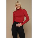 SelectModa Kadın Balıkçı Yaka Örme Bluz Kırmızı XL