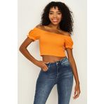 SelectModa Kadın Balon Kol Gipeli Crop Bluz Turuncu S