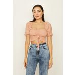 SelectModa Kadın Gipeli Balon Kollu Crop Bluz Turuncu 46