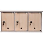 Selena Kilitli Ahşap Posta Kutusu 3'lü Akça Renk 60 cm x 31 cm x 8 cm MDF Malzemeden Üretilmiştir