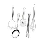 Selenica 5 Parça Mutfak Gereçleri Seti; Patates Ezici, Servis Kaşığı, Pizza Kesici, Izgara Maşa, Tel Çırpıcı