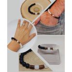 Selenit & Oniks Taşı 8mm Unisex Tasarım Bileklik Hawaii Model (14410)