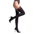 Selente Lovely Legs baştan çıkarıcı kadın jartiyer çorap, asil dantelli, AB'de üretilmiştir, Askısız siyah uç, XS-S