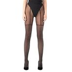 Selente Lovely Legs rafine kadın külotlu çorap, kısmen jartiyer ve tayt görünümlü, farklı modeller, AB'de üretilmiştir, Siyah-Lurex-40den, XL