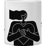Self Love Kupa – Sevgililer Günü, Desenli Hediyelik Porselen Bardak, Kahve ve Çay Kupası, Siyah Baskılı Kupa,selfcare - Siyah - Beyaz - 300 ml