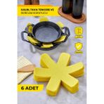 Self Power Kalın Tava Tencere ve Borcam Koruyucu Çizdirmez Keçe 6'lı Set - Sarı