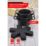 Self Power Kalın Tencere,tava & Borcam Koruyucu Çizdirmez Elyaf Keçe 6'lı Set 30X30 cm Tava Çizdirmez - Siyah