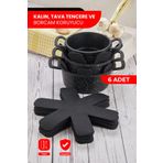 Self Power SİYAH KALIN TAVA,TENCERE VE BORCAM KORUYUCU 6 LI SET ELYAF KEÇE TAVA ÇİZDİRMEZ