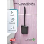 Self Power Siyah Renk Silikon Duvara Yapışan Bükülebilir Pratik Silikon Wc Klozet ve Tuvalet Fırçası