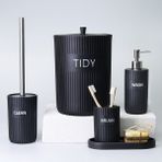 Selim Grooved Siyah Banyo Seti