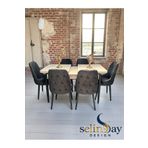 Selin Ay Desıgn 6 Kişilik Füme Baby Face Kumaş Traverten Kelebek Modern Yemek Masası Takımı