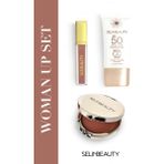 Selin Beauty Kadın Makyaj Seti 3 Parça Düz Renkli Günlük ve Gece Kullanım