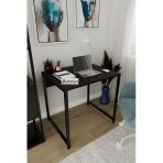 Selin Metal Ayaklı Çalışma Masası – Siyah Suntalam, Siyah Metal Ayak, Modern Ofis & Ev Masası