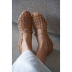 selin shoes Serisse Ayarlanabilir Toka Detaylı Örgü Kadın Babet- TABA