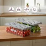Selka Home 2 Adet 2 Lt. Nora Organizer Buzdolabı Buzluk Düzenleyici Saklama Kabı - Açık Gri