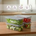 Selka Home 2 Adet 4 Lt. Nora Organizer Buzdolabı Buzluk Düzenleyici Saklama Kabı - Açık Gri