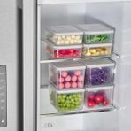 Selka Home 4 Adet 0.5 ve 4 Adet Derin 1 Lt. Nora Organizer Buzdolabı Buzluk Düzenleyici Saklama Kabı - Açık Gri