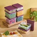 Selka Home 4 Adet 0.5 ve 4 Adet Derin 1 Lt. Nora Organizer Buzdolabı Buzluk Düzenleyici Saklama Kabı - Mürdüm