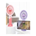 Selldey Ultra Sessiz El Fanı Kablosuz Şarjlı Taşınabilir Vantilatör Emojili Standlı El Fanı