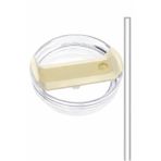 SellHubX Stanley Quencher 40 OZ Uyumlu Yedek Bardak Kapağı ve Plastik Pipet Seti | Sızdırmaz, Dökülmez, BPA İçermez | 40 OZ Tumbler Termos Aksesuarı (1 Kapak + 1 Pipet) (krem)
