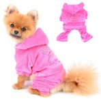 SELMAI Köpek Kapüşonlu Tulum Küçük Köpek Kedi Yavrusu için Yapay Elmas Taç Yumuşak Kadife Sonbahar Kış Kapüşonlu Pijama Eşofman Kıyafetleri Spor Giyim Ceket Şapkalı Antrenman Açık Hava Pembe M
