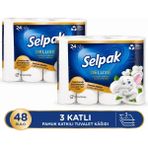 Selpak Deluxe Tuvalet Kağıdı Pamuk Katkılı 48 Rulo - Beyaz